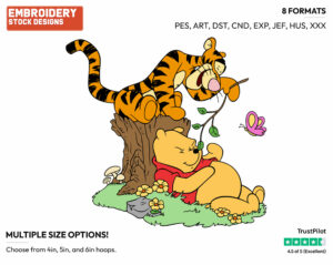 Tigger Teasing Winnie The Pooh With A Branch - Winnie the Pooh and Tigger - Winnie the Pooh & Friends - Disney Embroidery Design in 3 sizes & 8 formats