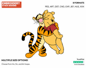 Tigger Hugging Pooh - Winnie the Pooh and Tigger - Winnie the Pooh & Friends - Disney Embroidery Design in 3 sizes & 8 formats