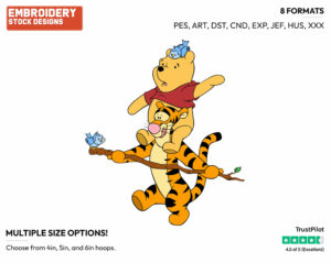 Pooh Balancing On Tigger's Shoulders - Winnie the Pooh and Tigger - Winnie the Pooh & Friends - Disney Embroidery Design in 3 sizes & 8 formats