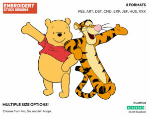 Pooh, Tigger - Winnie the Pooh and Tigger - Winnie the Pooh & Friends - Disney Embroidery Design in 3 sizes & 8 formats