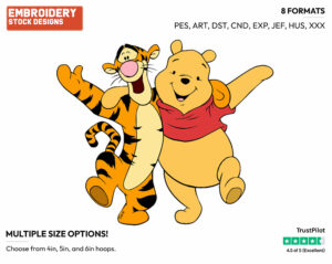 Pooh, Tigger - Winnie the Pooh and Tigger - Winnie the Pooh & Friends - Disney Embroidery Design in 3 sizes & 8 formats