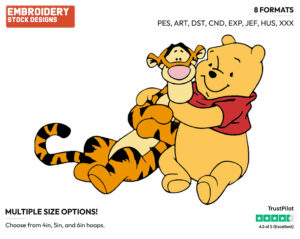 Hugging - Winnie the Pooh and Tigger - Winnie the Pooh & Friends - Disney Embroidery Design in 3 sizes & 8 formats
