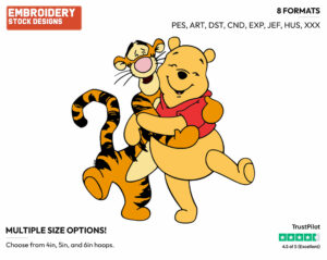 Hugging - Winnie the Pooh and Tigger - Winnie the Pooh & Friends - Disney Embroidery Design in 3 sizes & 8 formats