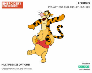 Tigger Balancing On Pooh's Shoulders - Winnie the Pooh and Tigger - Winnie the Pooh & Friends - Disney Embroidery Design in 3 sizes & 8 formats