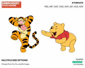 Goofing Around - Winnie the Pooh and Tigger - Winnie the Pooh & Friends - Disney Embroidery Design in 3 sizes & 8 formats