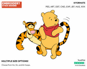 Pooh, Tigger - Winnie the Pooh and Tigger - Winnie the Pooh & Friends - Disney Embroidery Design in 3 sizes & 8 formats