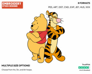 Pooh, Tigger Back To Back - Winnie the Pooh and Tigger - Winnie the Pooh & Friends - Disney Embroidery Design in 3 sizes & 8 formats