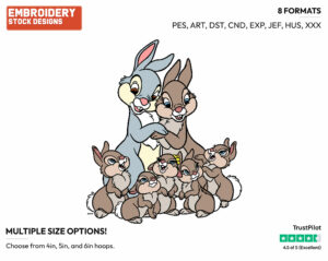 Thumper's Family - Disney Bunnies - Miscellaneous Designs - Disney Embroidery Design in 3 sizes & 8 formats