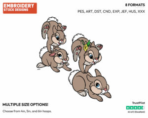 Thumper's Sisters - Disney Bunnies - Miscellaneous Designs - Disney Embroidery Design in 3 sizes & 8 formats