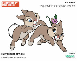 Thumper's Sisters - Disney Bunnies - Miscellaneous Designs - Disney Embroidery Design in 3 sizes & 8 formats