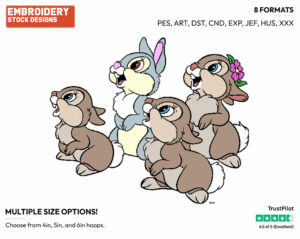 Thumper, Sisters - Disney Bunnies - Miscellaneous Designs - Disney Embroidery Design in 3 sizes & 8 formats
