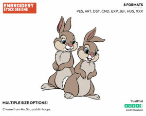 Thumper's Sisters - Disney Bunnies - Miscellaneous Designs - Disney Embroidery Design in 3 sizes & 8 formats