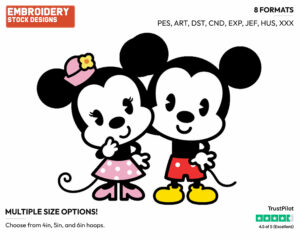 Mickey, Minnie - Disney Chibi Cuties - Miscellaneous Designs - Disney Embroidery Design in 3 sizes & 8 formats