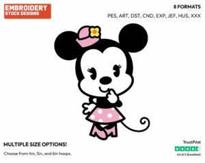 Minnie Mouse - Disney Chibi Cuties - Miscellaneous Designs - Disney Embroidery Design in 3 sizes & 8 formats