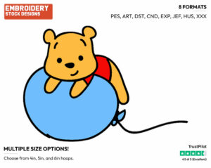 Winnie The Pooh On Balloon - Disney Chibi Cuties - Miscellaneous Designs - Disney Embroidery Design in 3 sizes & 8 formats