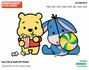Winnie The Pooh, Eeyore - Disney Chibi Cuties - Miscellaneous Designs - Disney Embroidery Design in 3 sizes & 8 formats