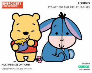 Winnie The Pooh, Eeyore - Disney Chibi Cuties - Miscellaneous Designs - Disney Embroidery Design in 3 sizes & 8 formats