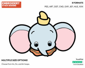 Dumbo - Disney Chibi Cuties - Miscellaneous Designs - Disney Embroidery Design in 3 sizes & 8 formats