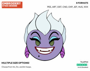 Ursula - Disney Emojis - Miscellaneous Designs - Disney Embroidery Design in 3 sizes & 8 formats