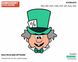 Mad Hatter - Disney Emojis - Miscellaneous Designs - Disney Embroidery Design in 3 sizes & 8 formats
