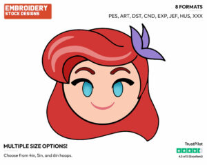 Ariel - Disney Emojis - Miscellaneous Designs - Disney Embroidery Design in 3 sizes & 8 formats