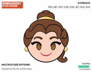 Belle - Disney Emojis - Miscellaneous Designs - Disney Embroidery Design in 3 sizes & 8 formats