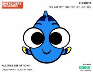 Dory - Disney Emojis - Miscellaneous Designs - Disney Embroidery Design in 3 sizes & 8 formats