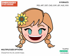 Anna - Disney Emojis - Miscellaneous Designs - Disney Embroidery Design in 3 sizes & 8 formats