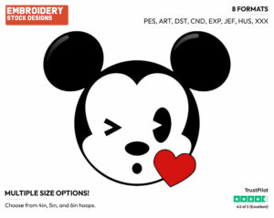 Classic Mickey Blowing A Kiss - Disney Emojis - Miscellaneous Designs - Disney Embroidery Design in 3 sizes & 8 formats