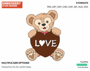 Duffy, Chocolate Heart - Duffy and Friends - Miscellaneous Designs - Disney Embroidery Design in 3 sizes & 8 formats