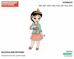 Little Princess Mulan - Disney's Little Princesses - Miscellaneous Designs - Disney Embroidery Design in 3 sizes & 8 formats