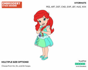 Little Ariel - Disney's Little Princesses - Miscellaneous Designs - Disney Embroidery Design in 3 sizes & 8 formats