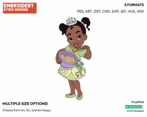 Little Tiana Stirring Mixture In A Pot - Disney's Little Princesses - Miscellaneous Designs - Disney Embroidery Design in 3 sizes & 8 formats