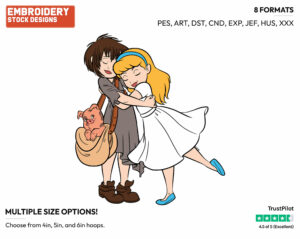 Ella Hugging Val - Disney's Little Princesses - Miscellaneous Designs - Disney Embroidery Design in 3 sizes & 8 formats