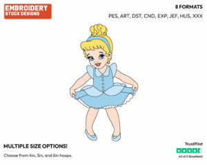 Little Princess Cinderella Curtseying - Disney's Little Princesses - Miscellaneous Designs - Disney Embroidery Design in 3 sizes & 8 formats