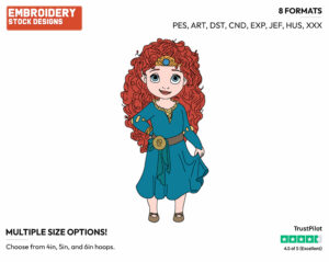 Little Merida - Disney's Little Princesses - Miscellaneous Designs - Disney Embroidery Design in 3 sizes & 8 formats
