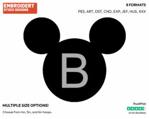 B - Mickey Mouse Ears Alphabet - Miscellaneous Designs - Disney Embroidery Design in 3 sizes & 8 formats