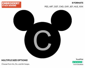 C - Mickey Mouse Ears Alphabet - Miscellaneous Designs - Disney Embroidery Design in 3 sizes & 8 formats
