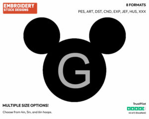 G - Mickey Mouse Ears Alphabet - Miscellaneous Designs - Disney Embroidery Design in 3 sizes & 8 formats