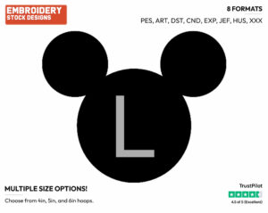 L - Mickey Mouse Ears Alphabet - Miscellaneous Designs - Disney Embroidery Design in 3 sizes & 8 formats