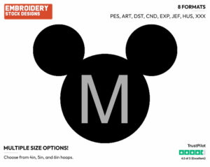 M - Mickey Mouse Ears Alphabet - Miscellaneous Designs - Disney Embroidery Design in 3 sizes & 8 formats