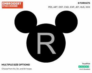 R - Mickey Mouse Ears Alphabet - Miscellaneous Designs - Disney Embroidery Design in 3 sizes & 8 formats