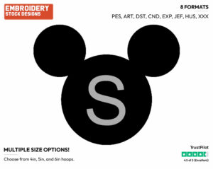 S - Mickey Mouse Ears Alphabet - Miscellaneous Designs - Disney Embroidery Design in 3 sizes & 8 formats