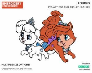 Treasure And Pumpkin Running Side By Side - Palace Pets - Miscellaneous Designs - Disney Embroidery Design in 3 sizes & 8 formats