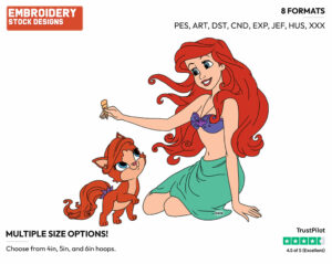 Ariel, Treasure On The Beach - Palace Pets - Miscellaneous Designs - Disney Embroidery Design in 3 sizes & 8 formats