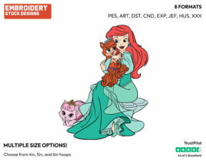 Ariel, Treasure, Beauty - Palace Pets - Miscellaneous Designs - Disney Embroidery Design in 3 sizes & 8 formats