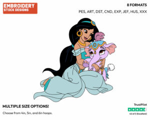 Jasmine, Elephant Taj - Palace Pets - Miscellaneous Designs - Disney Embroidery Design in 3 sizes & 8 formats