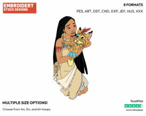 Pocahontas, Pounce - Palace Pets - Miscellaneous Designs - Disney Embroidery Design in 3 sizes & 8 formats