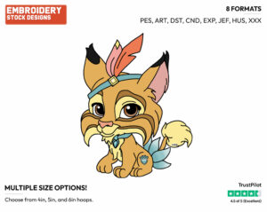 Pocahontas's Bobcat Pounce - Palace Pets - Miscellaneous Designs - Disney Embroidery Design in 3 sizes & 8 formats