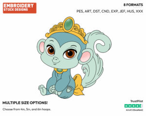 Jasmine's Monkey Nyle - Palace Pets - Miscellaneous Designs - Disney Embroidery Design in 3 sizes & 8 formats